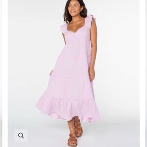 Roxy Palmy Days Midi Dress - New With Tags - Lavender Textured Sundress